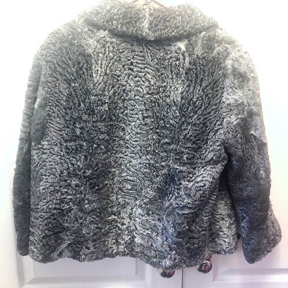 Grey Persian Lamb Fur Jacket Short Coat - Picture 4 of 6